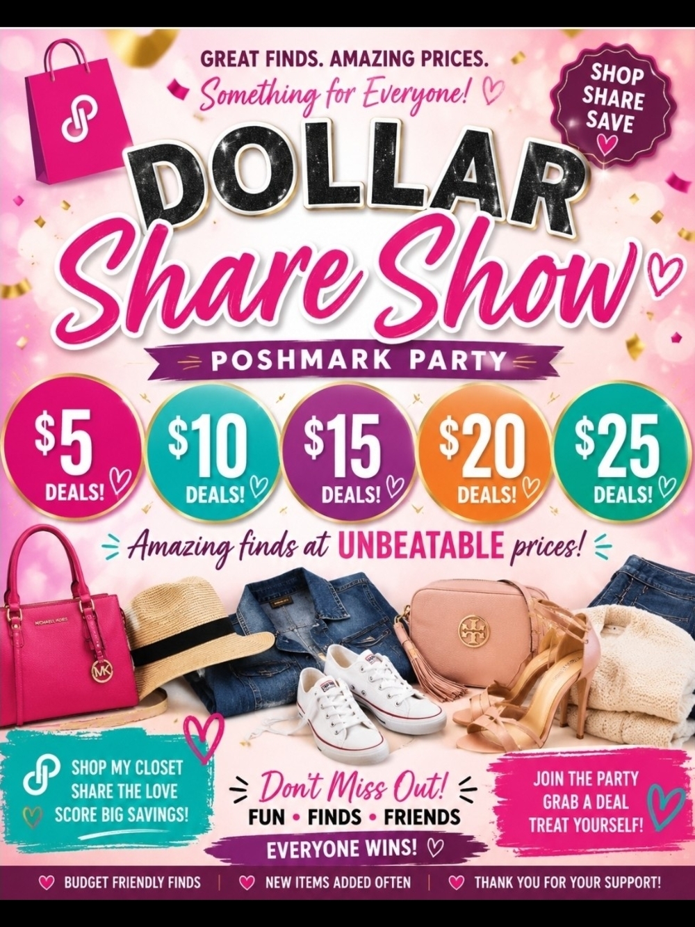 Share Show Flyer $5 $10 $15 $20 $25